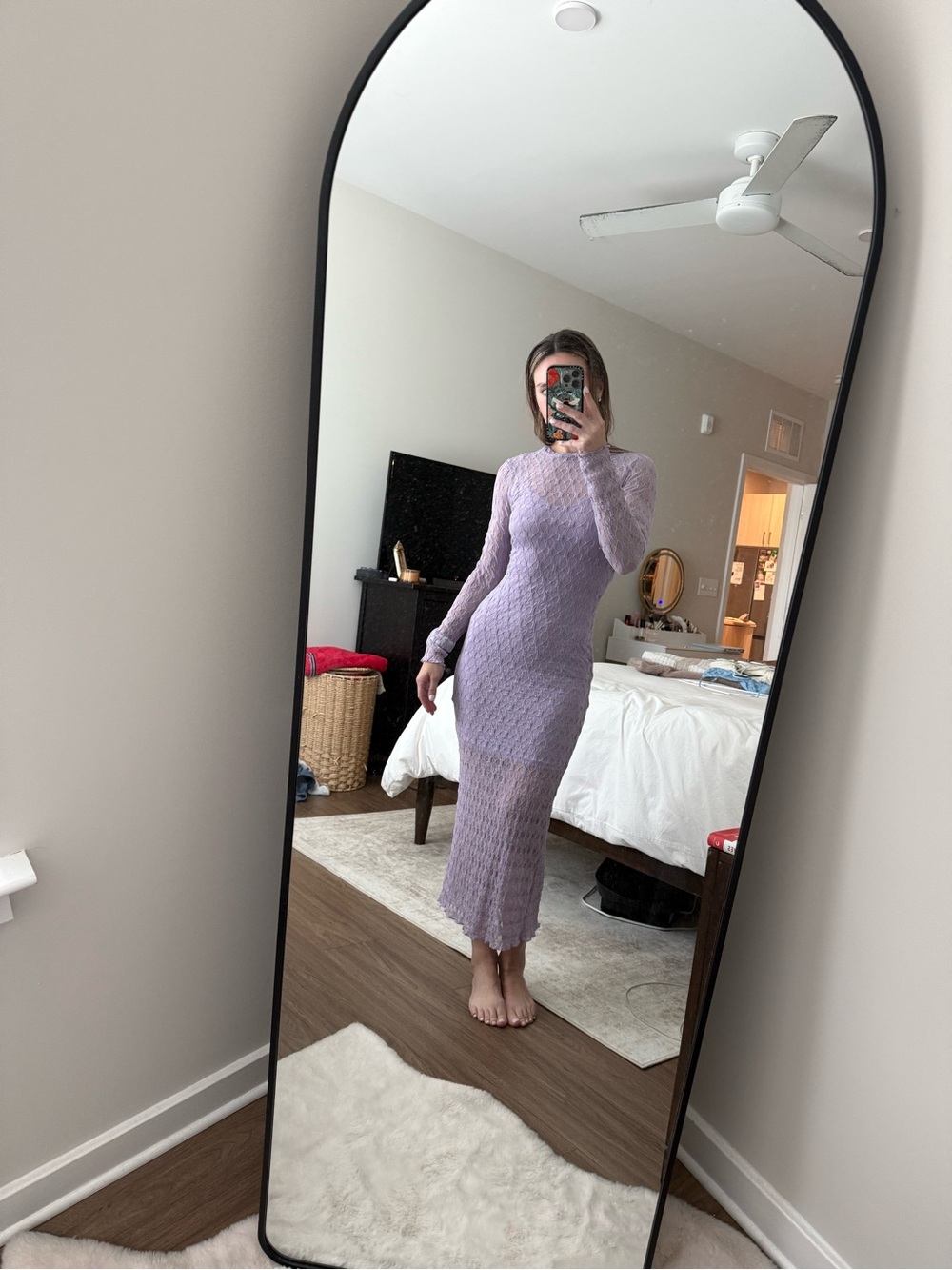 Astr Lilac Knit Long-Sleeve Maxi Dress